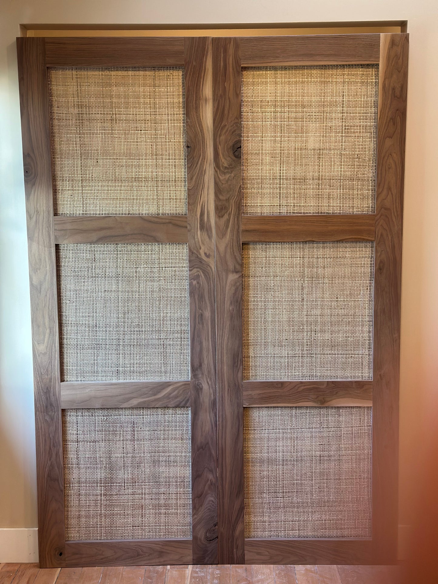 Rattan closet doors